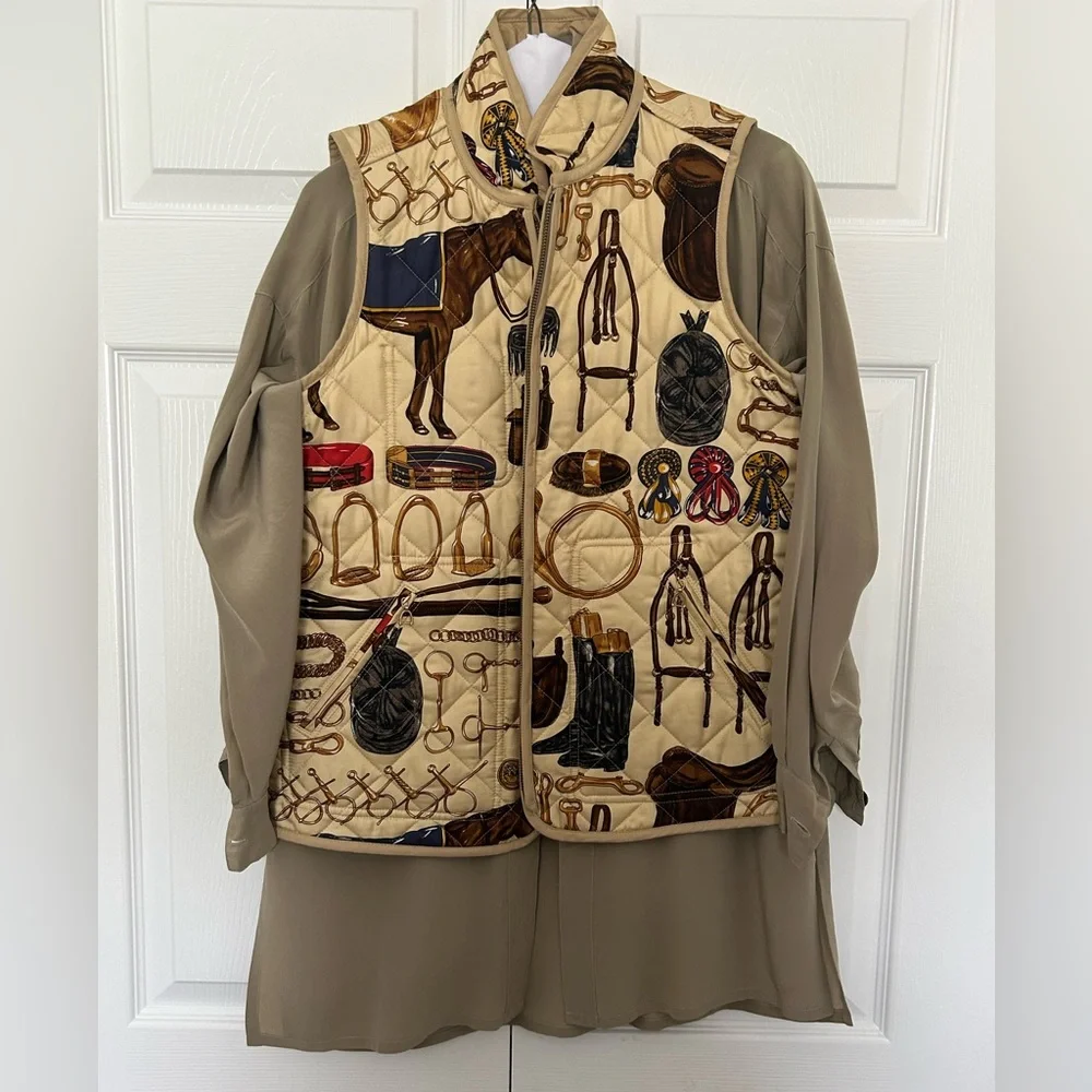 Ralph Lauren Reversible Equestrian Print Quilted Vest, sized M - Picture 8 of 9